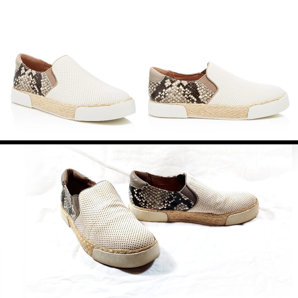 Sam Edelman Banks Python-Embossed Espadrille Slip-On Sneakers Tan Cream 6